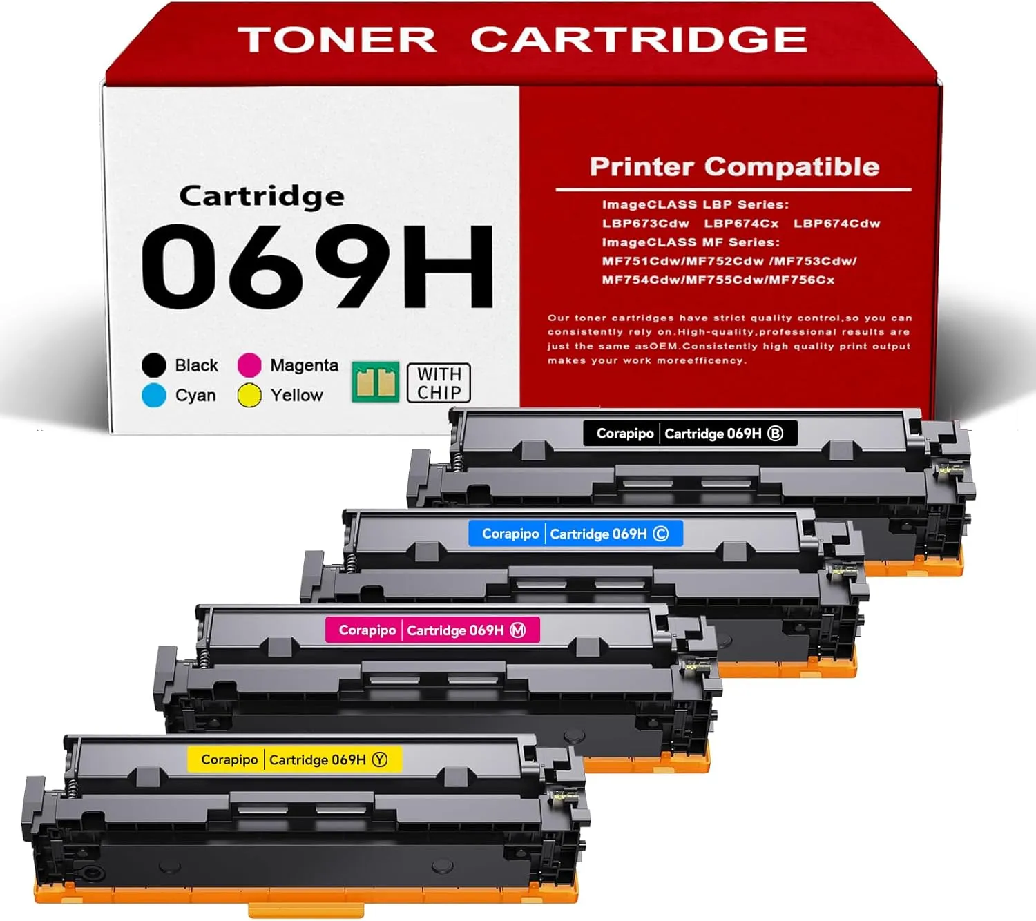 069H Toner Cartridge Set MF753Cdw Replacement for Canon 069/069H Toner Cartridge to Use with lmageCLASSMF753Cdw MF751Cdw MF756Cx LBP674Cdw LBP673Cdw Printers Ink