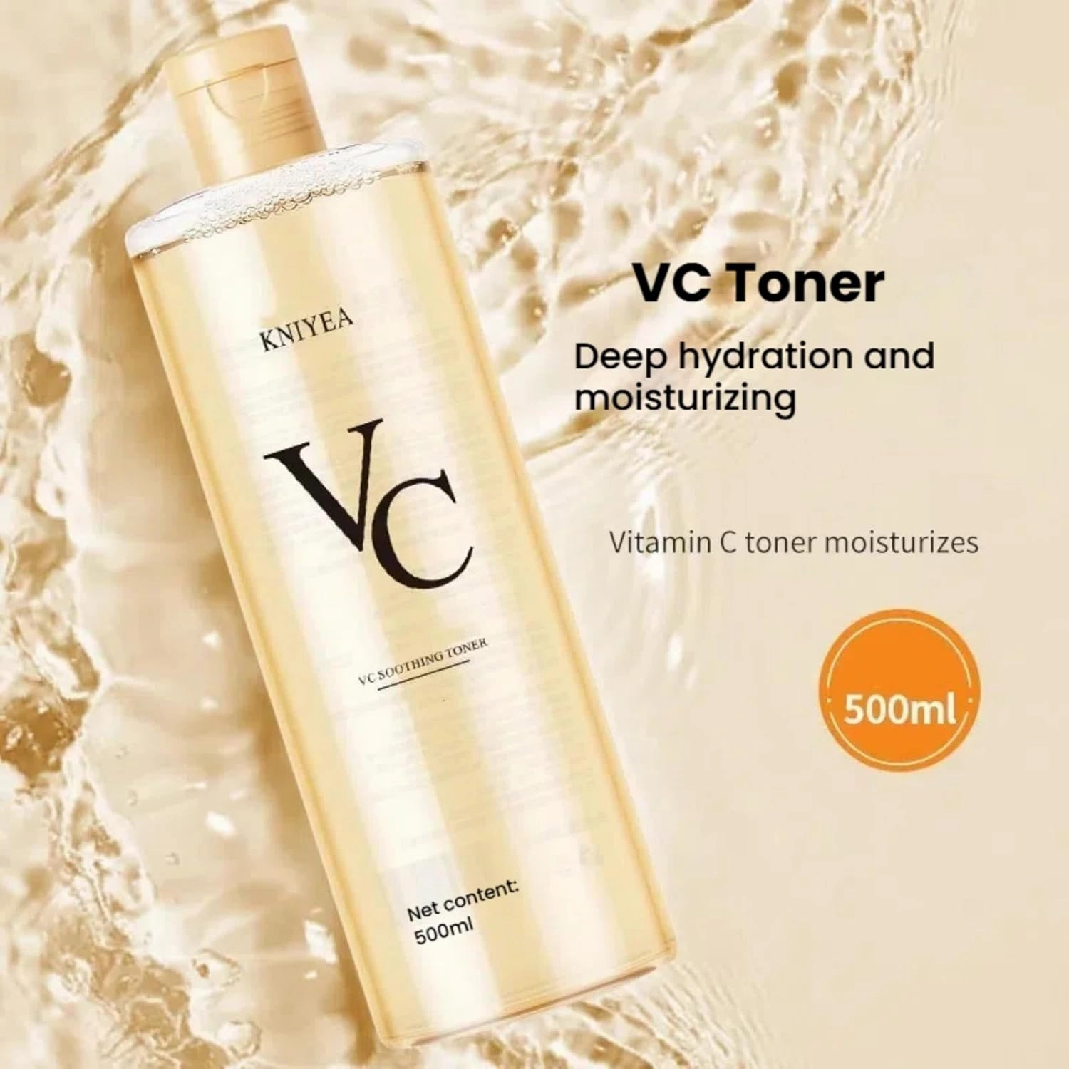 17.6 Oz Kniyea VC Toner, Kniyea VC Soothing Toner, Korean Vitamin C Refreshing Hydrating Rejuvenating Wet Compress Moisturizing Water Lotion (1)