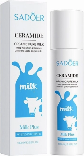 2 Pack for SADOER Organic Pure Milk Ceramide Facial Toner,Moisturizing Face Toning,Cleansing Hydrating Skin Care Toner,Soothes Skin,Enhances Absorption and brightens Skin Tone.100ml 3.52 FL OZ