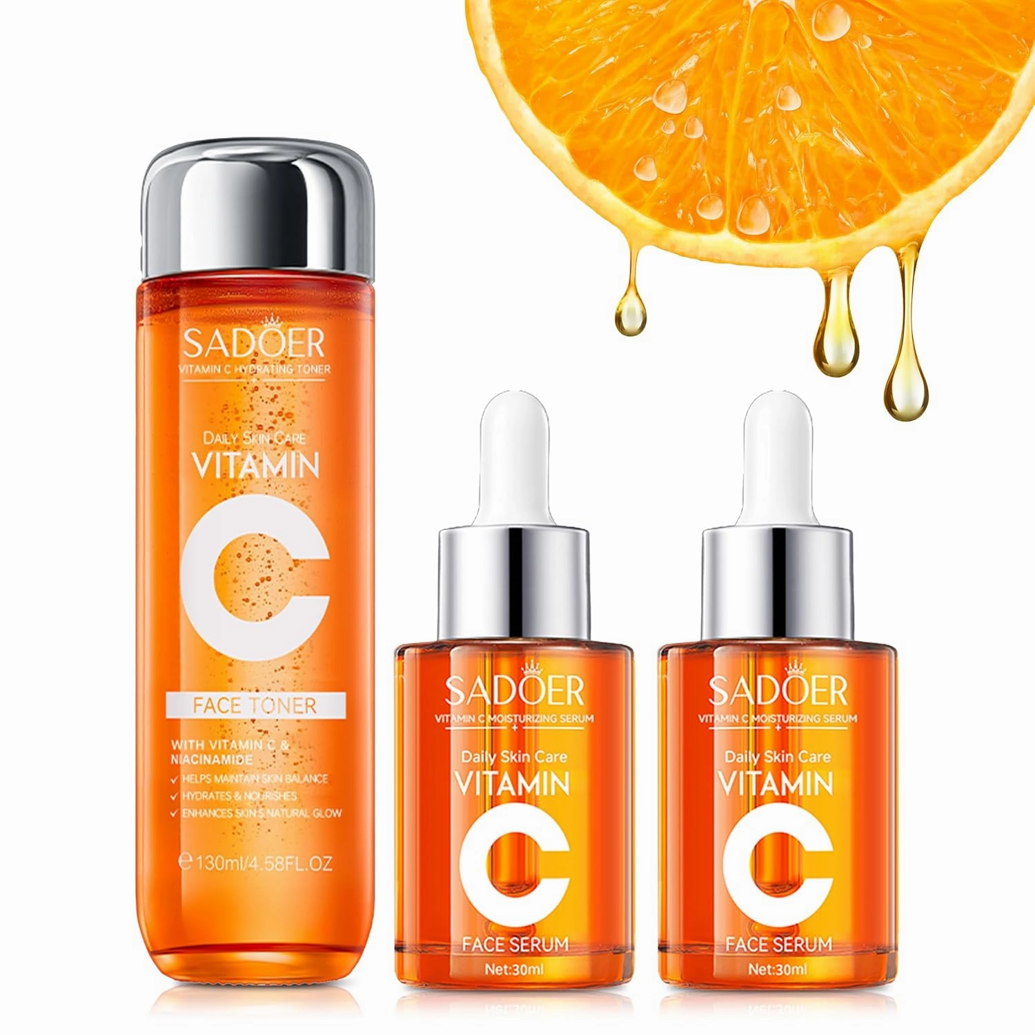 2 Vitamin C Serums   1 Hydrating Toner Set – 5X Vitamin C,Hyaluronic Acid, Centella for Dull Skin, Uneven Tone,Dryness, Fine Lines,Unique Gift for Women