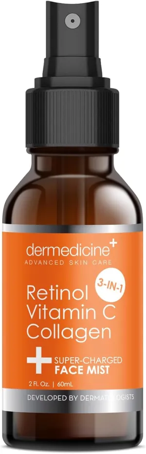 3 in 1 Super-Charged Anti-Aging Face Mist w/Retinol, Vitamin C   Collagen | Hydrates, Refreshes & Brightens for a More Glowing Complexion | 2 fl oz, 60 ml
