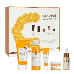 5 Pieces Vitamin C Serum Facial Skin Care Set,Skin Revitalizer, Nourishing, Lightening, Brightening Skin Tone, Gift Set Travel Size Kit with Cleanser, Toner, Serum, Eye Cream, Face Cream