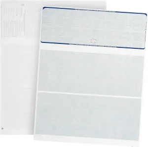 500 Blank Check Stock - Designed for Secure Computer Printed Checks with Quickbooks, and more - Blue Linen Pattern- 500 Sheets - 8.5 Inch x 11 Inch