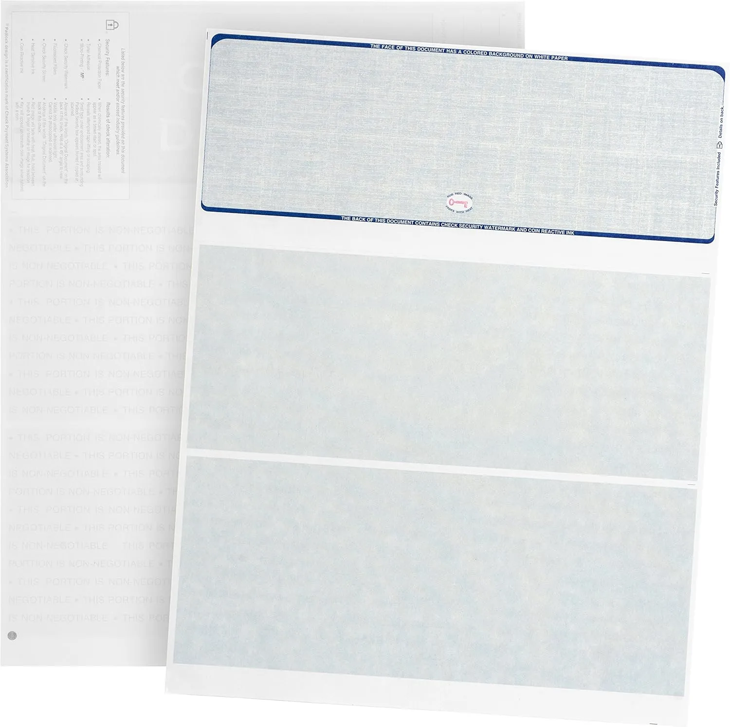 500 Blank Check Stock - Designed for Secure Computer Printed Checks with Quickbooks, and more - Blue Linen Pattern- 500 Sheets - 8.5 Inch x 11 Inch