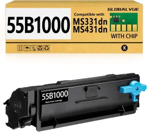 55B1000 Toner Cartridges 1 Pack (with Chip) Compatible with Lexmark 55B1000 Toner Cartridges for Lexmark MS331dn, MS431dn, MS431dw, MX331adn, MX431adn, MX431adw, MX432adwe Printer