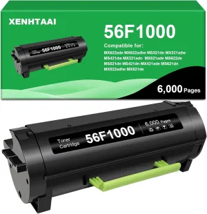 56F1000 High Yield Toner Cartridge Compatible for Lexmark 56F1000 Toner Cartridge for MX521,MX522,MX622,MX321,MX421,MS321,MS421,MS521,MS621,MS622,Laser Printer (6,000 Pages)