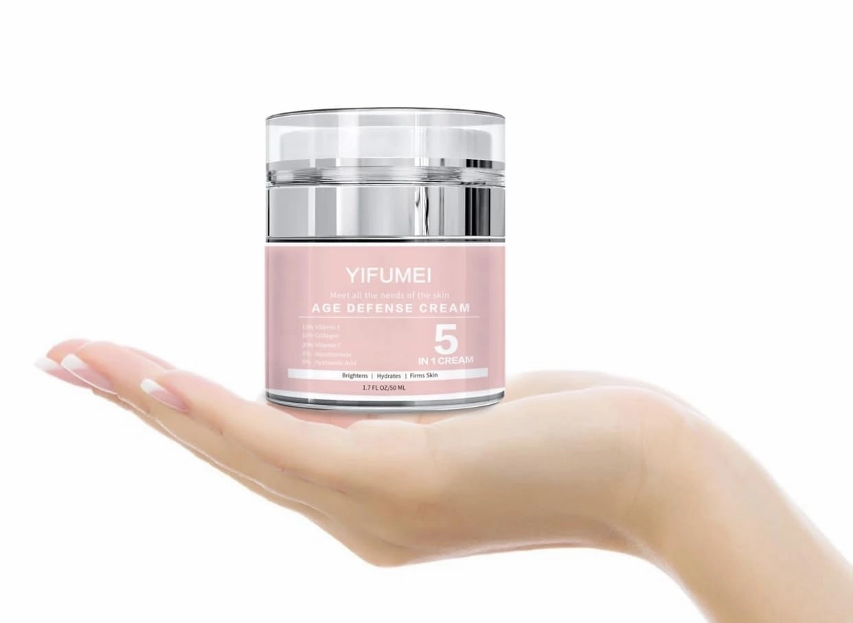 5 in 1 Age Defense Cream Collagen, Vitamin E, C and Nicotinamide Vitamin B Anti Aging Facial Cream - Restoring, Smoothing & Hydrating - Reduces Fine Lines, Wrinkles, Dehydrated Skin & More.