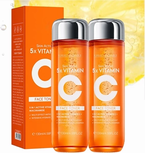 5X Vitamin C Toner, Korean Vitamin C, Hydrating Facial Toner, Face Toner 5 En 1 Vitamina C, Anti-Aging Wrinkle Serum 130ml (2pcs)