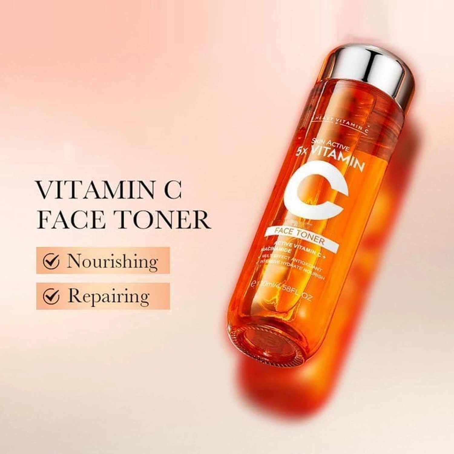 5X Vitamin C Toner, Korean Vitamin C, Hydrating Facial Toner, Face Toner 5 En 1 Vitamina C, Anti-Aging Wrinkle Serum 130ml (2pcs)