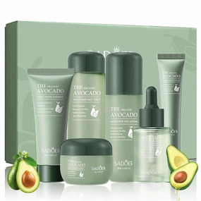 6Pcs Avocado Skincare Set, 6-In-1 Hydrating Skincare Gift Kit with Facial Cleanser, Face Toner, Anti-wrinkle Serum, Face Lotion, Face Cream & Eye Cream, Moisturizing Anti-Aging Skin Care Kit