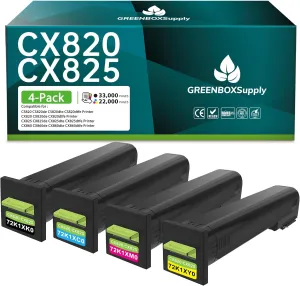 72K1XK0 72K1XC0 72K1XM0 72K1XY0 Extra High Yield Remanufactured Toner Cartridge (33,000 Pages) Compatible for Lexmark CX820de CX820dtfe CX825de CX860de CX860dte Printer Ink (4-Pack,BK/M/C/Y)