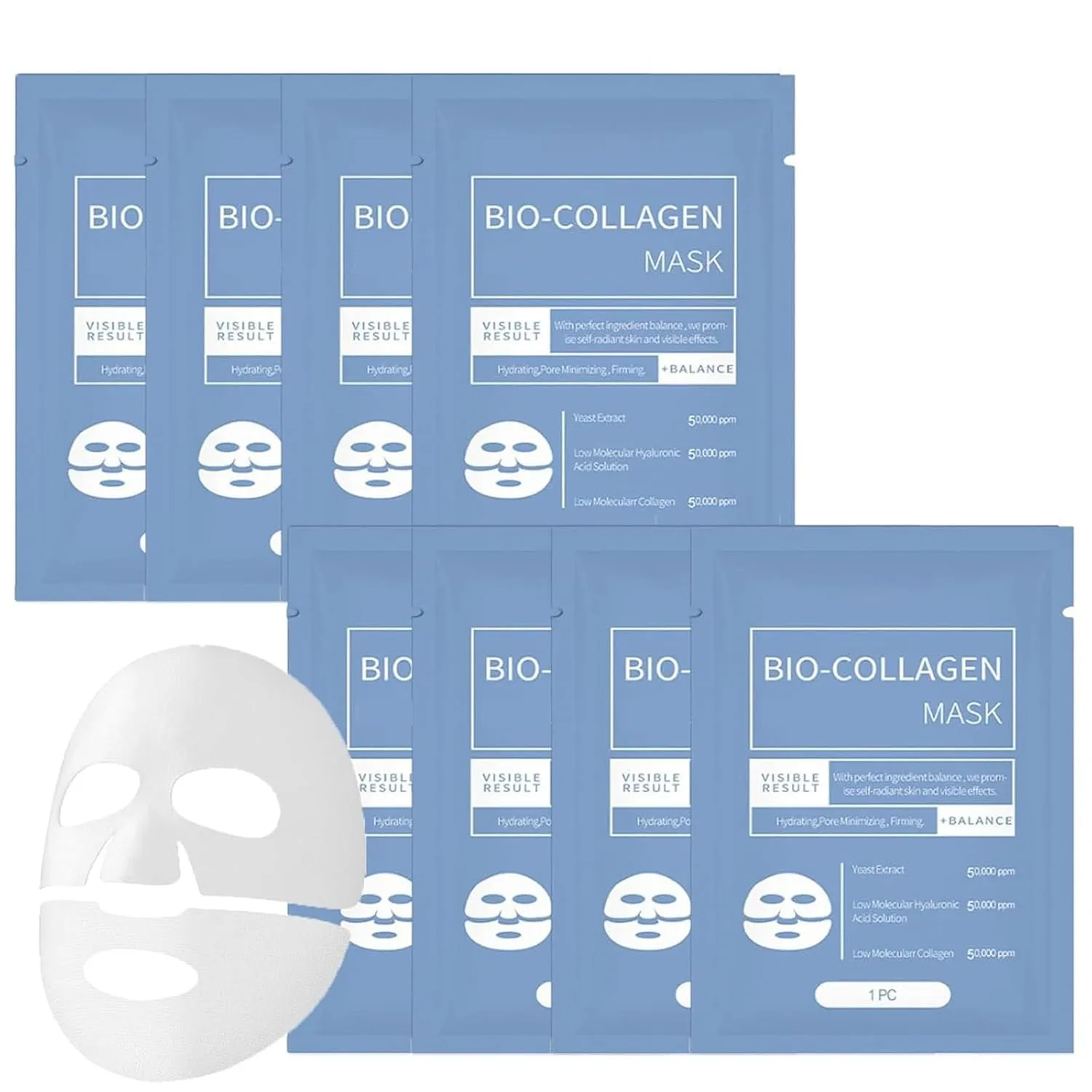 8Packs Coco Bio Collagen Mask, Coco Bio-Collagen Face Mask Korean, Collagen Anti Wrinkle Mask, Bio-Collagen Deep Mask, Hydrating Overnight Hydrogel Mask, Pore Minimizing, Elasticity (8 pcs)