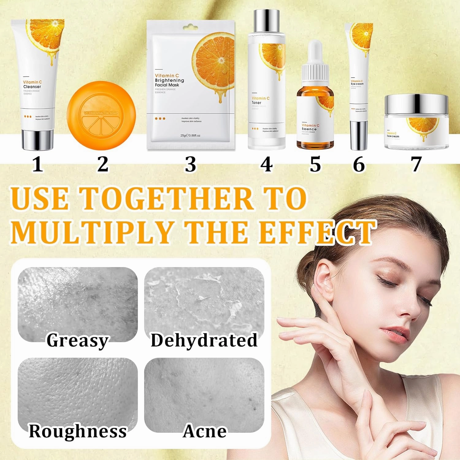 9 Pcs Skin Care Set with Facial Cleanser,Toner,Face Serum,Face Cream,Eye Cream,Solid Body Soap,Hydrating Face Sheet Masks Skin Care Kit for Women and Men