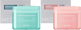 (Only Refill) MEDIHEAL Collagen Ampoule Pad – Square Cotton Facial Toner Pads Collagen & Ceramide - Skin Firming & Restore Elasticity - Tighten Wrinkles & Lines - Vegan Eco Silk Pads, 100 Pads
