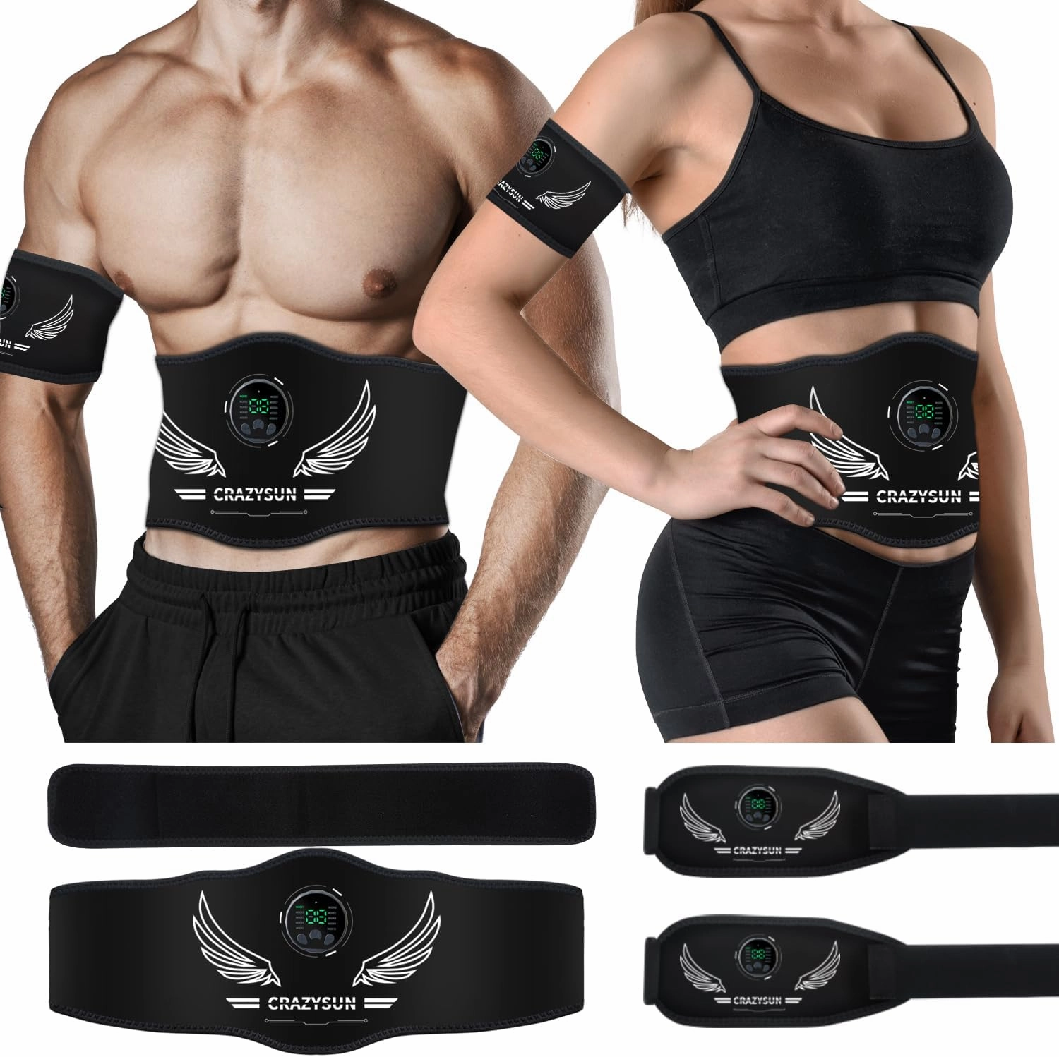 Ab Stimulator Belt, Tactical x Abs Stimulator Muscle Toner Home Office Workout Equipment for Abdomen White