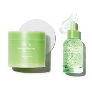 Abib Soothing Acne Care Duo: Heartleaf Teca Capsule Serum Calming Drop 1.69 fl oz & Heartleaf Spot Pad Calming Touch 80pads 5.07 fl.oz. I Centella Asiatica & Niacinamide Serum, Toner Pads for Sensiti