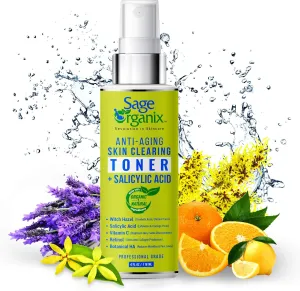Acne Clearing Witch Hazel Toner, an Advanced Skin Toner with Salicylic Acid to Clear Acne & Breakouts, Calm Skin Redness, Fade Acne Scars & Minimize Pores,   Retinol, VIT C, B3, MSM, 4oz
