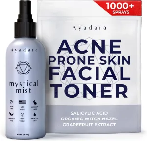 Acne Prone Skin Facial Toner | 2% Salicylic Acid Spray for Cystic & Hormonal Acne | Witch Hazel Face Toning Treatment for Women & Men | Acne Eliminating Mist | 1000  Sprays