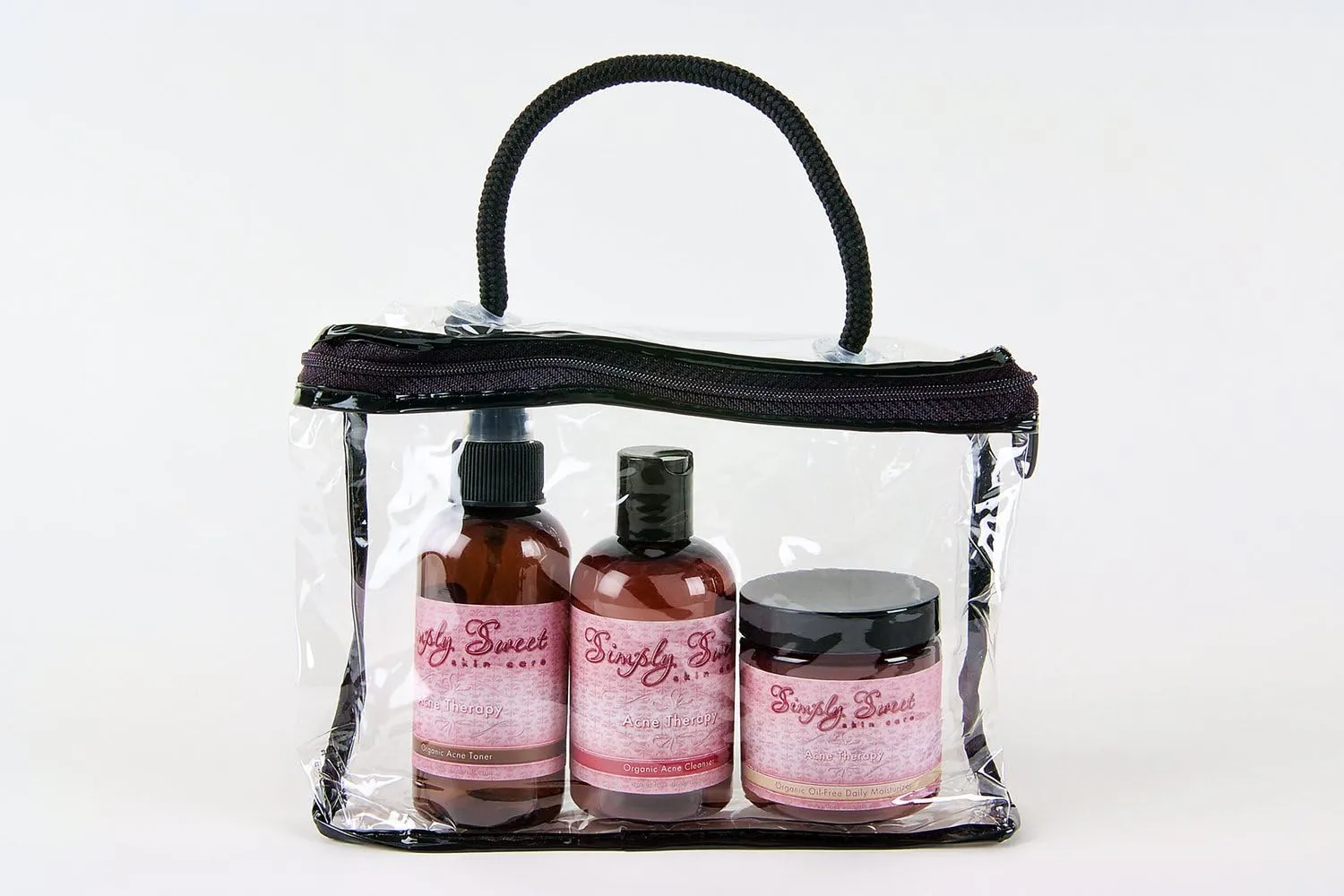 ACNE THERAPY KIT (4oz SET with BAG) Facial Cleanser Toner Moisturizer Blemish Skin Care Oily Clogged Pores Blackheads Pimples