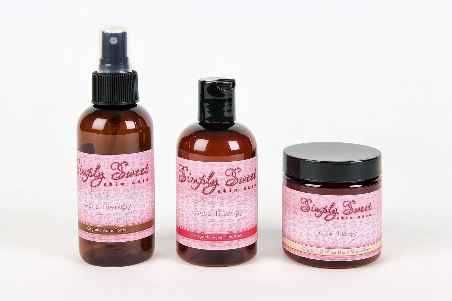 ACNE THERAPY KIT (4oz SET with BAG) Facial Cleanser Toner Moisturizer Blemish Skin Care Oily Clogged Pores Blackheads Pimples