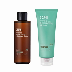 ACWELL Licorice pH Balancing Toner   Licorice pH Balancing Pore Cleansing Gel Foam Bundle