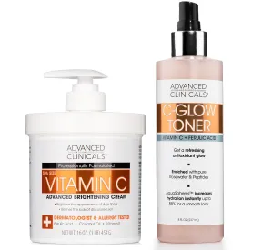 Advanced Clinicals Vitamin C Brightening Cream   Vitamin C Glow Facial Toner Set