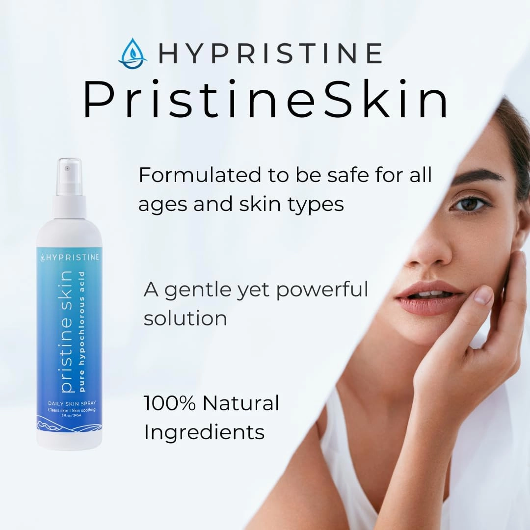 Advanced Face & Body Spray and Cleanser for PristineSkin Hypochlorous Acid Skin Spray All-Natural, Soothing Redness & Irritation Relief