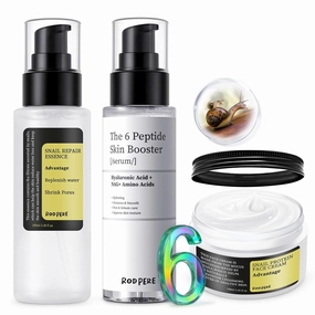 Advanced Skin Care Set With Snail 96 Mucin Power Essence, 6 Peptide Skin Booster Serum, Snail 92 Mucin Cream, 3 PCS Skin Care Gift Kit For Women, Travel Size, Anti Aging, Improve Fine Lines