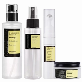 Advanced Snail Mucin Set, Face Skin Care Set, Korean Skincare Gift Set for Teenage Girls, Skin Care Products Set with Serum, Cream, Eye Cream, Toner, Facial Snail Mucin Kit for Women Hydrating 4PCS