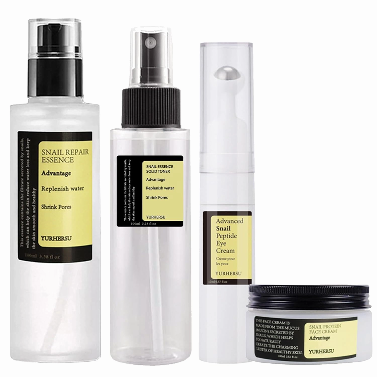 Advanced Snail Mucin Set, Face Skin Care Set, Korean Skincare Gift Set for Teenage Girls, Skin Care Products Set with Serum, Cream, Eye Cream, Toner, Facial Snail Mucin Kit for Women Hydrating 4PCS