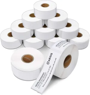 Aegis Adhesives - Compatible Direct Thermal Labels Replacement for DYMO 30252 (1-1/8" X 3-1/2") Address & Barcode - Use with Labelwriter 450, 450 Turbo, 4XL Printers (12 Rolls)