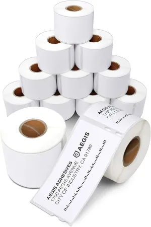 Aegis Adhesives - Compatible Direct Thermal Labels Replacement for DYMO 30323 (2-1/8" X 4") Shipping & Postage - Use with Labelwriter 450, 450 Turbo, 4XL Printers (12 Rolls)