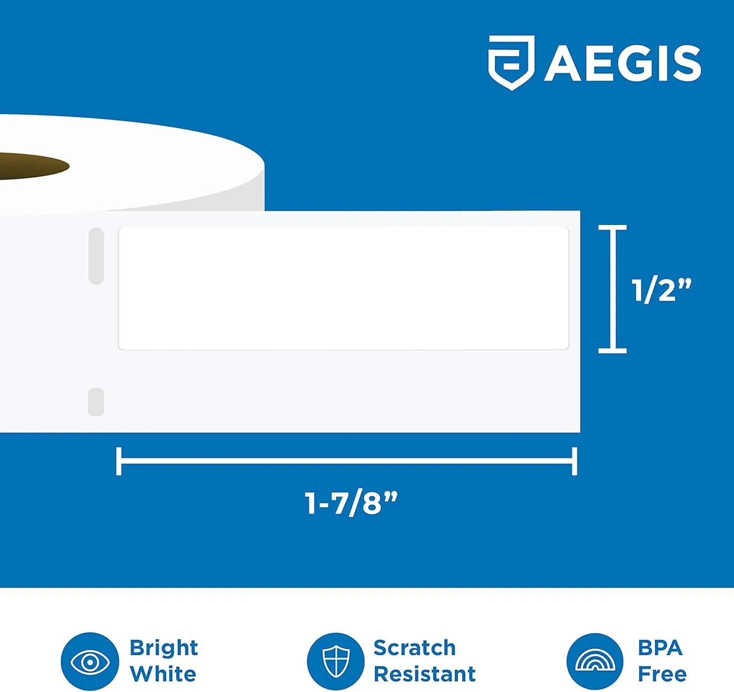Aegis Adhesives - Compatible Direct Thermal Labels Replacement for DYMO 30346 (1/2" X 1-7/8") Library Barcode - Use with Labelwriter 450, 450 Turbo, 4XL Printers (12 Rolls)