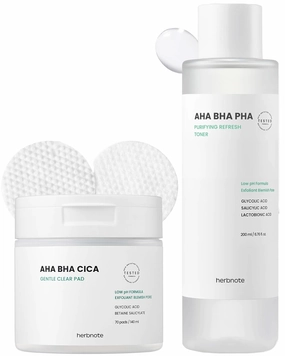 AHA BHA Cica Gentle Clear Pad & AHA BHA PHA Purifying Refresh Toner Bundle