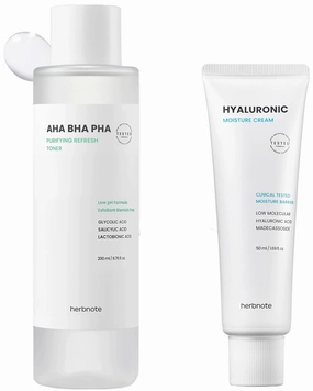 AHA BHA PHA Purifying Refresh Toner & Low Molecular Hyaluronic Acid Moisture Cream Bundle