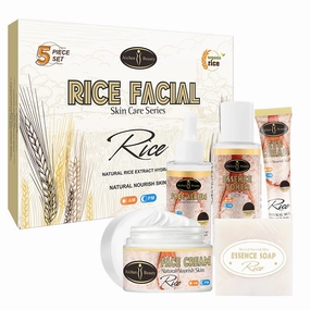 AICHUN BEAUTY Organic Rice Facial Skin Care Set Hydrate Rejuvenating Essence Soap Toner Face Serum Eye Cream Gift Box 100g 100ml 40ml 50ml 25ml 5PCS