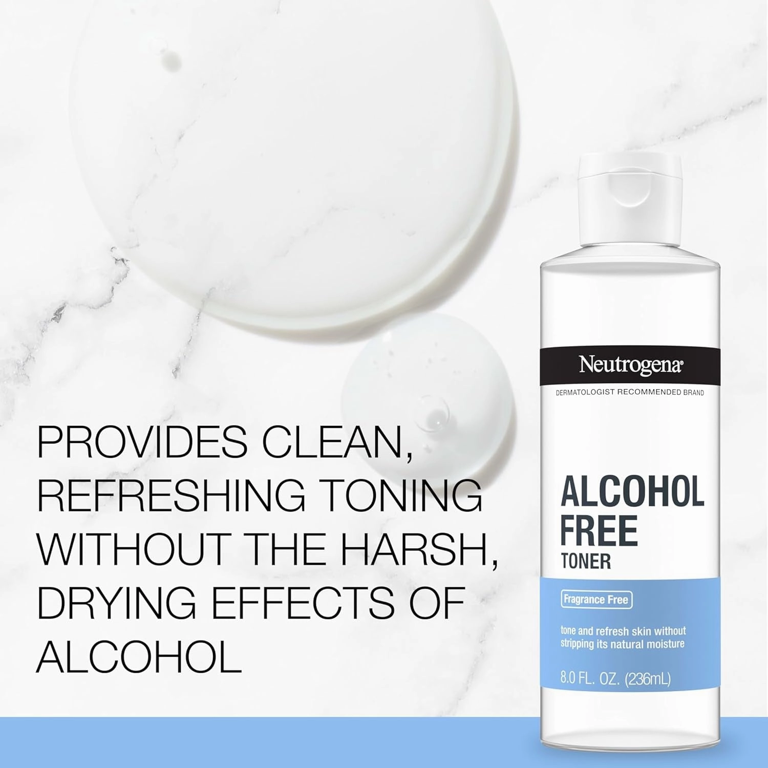 Alcohol-Free Gentle Daily Fragrance-Free Face Toner to Tone & Refresh Skin, Toner Gently Removes Impurities & Reconditions Skin, Hypoallergenic, 8 Fl. Oz