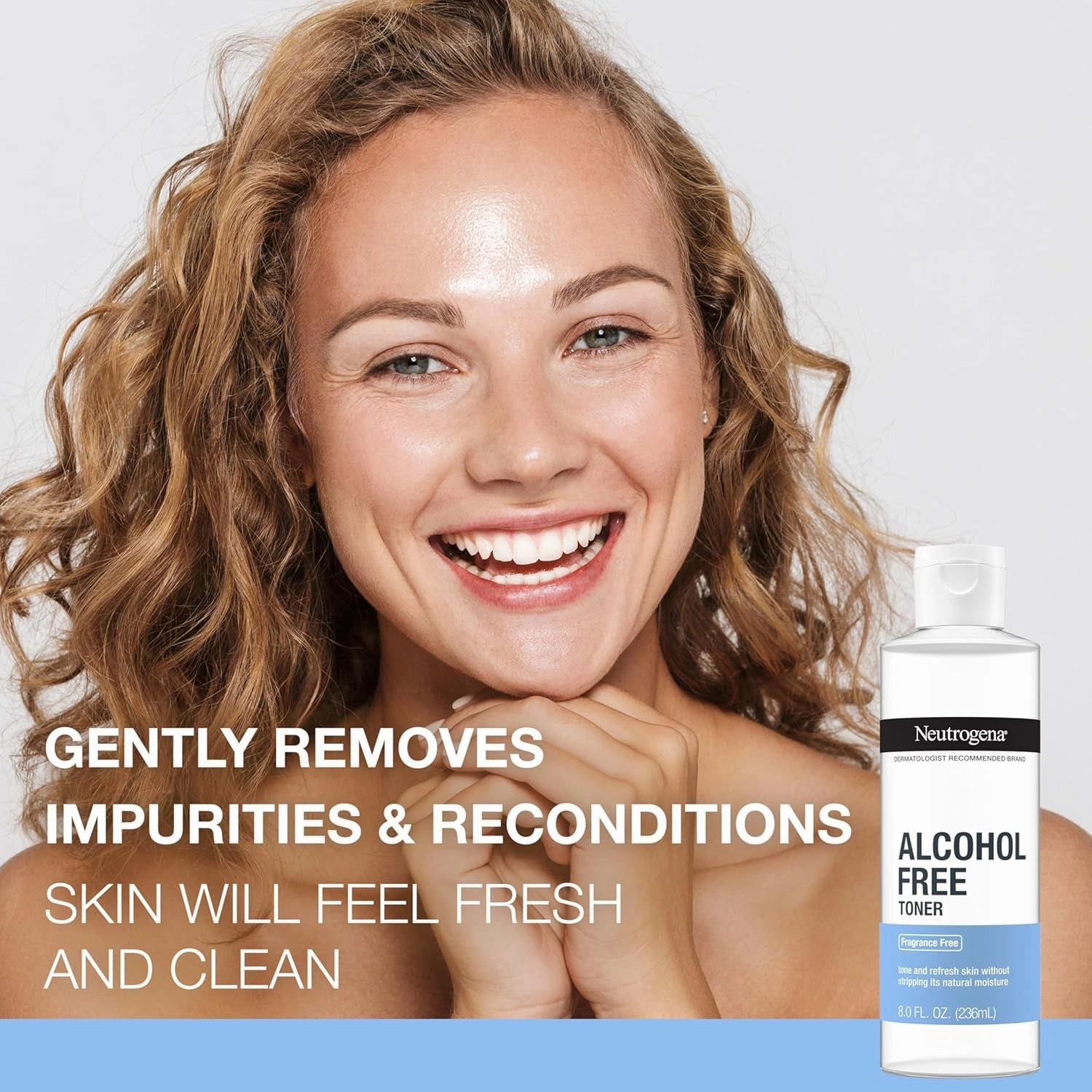 Alcohol-Free Gentle Daily Fragrance-Free Face Toner to Tone & Refresh Skin, Toner Gently Removes Impurities & Reconditions Skin, Hypoallergenic, 8 Fl. Oz