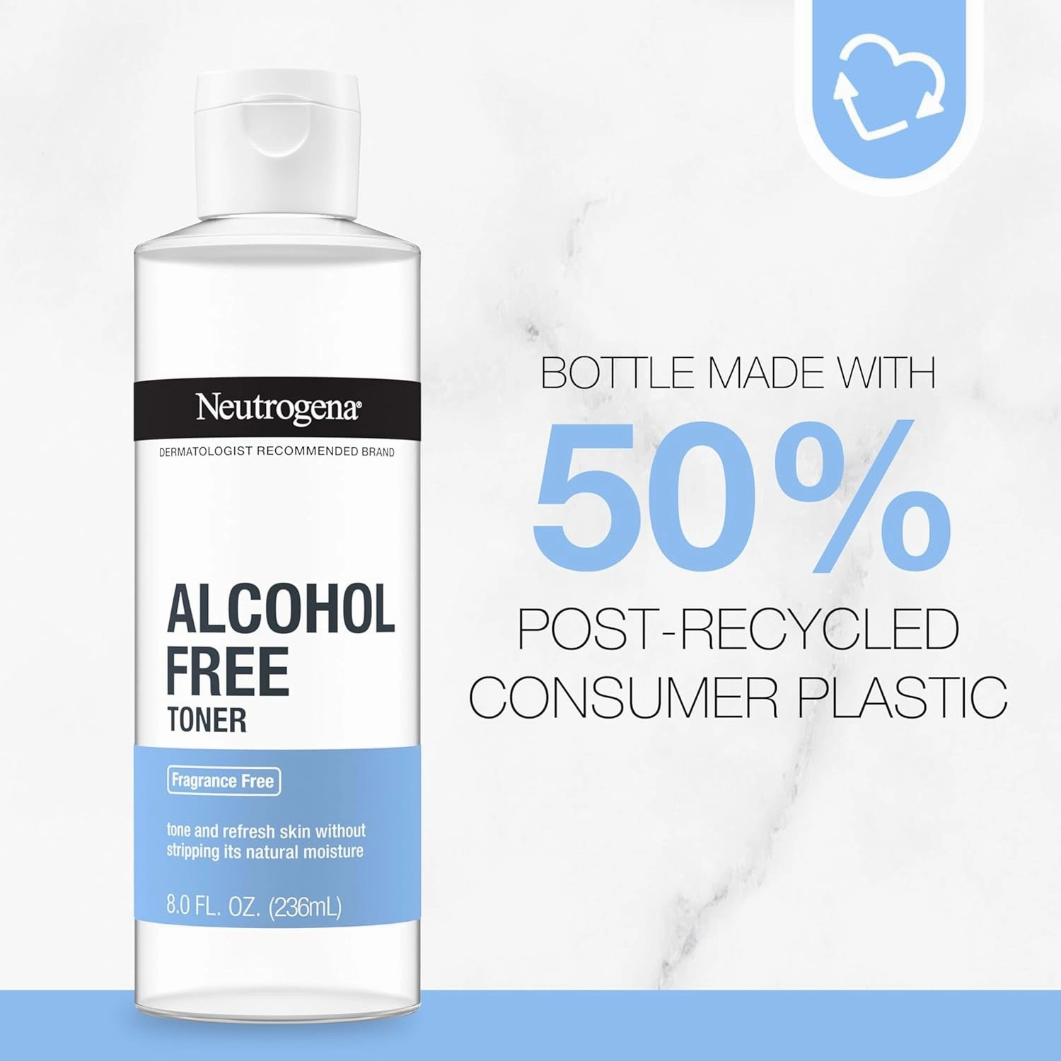 Alcohol-Free Gentle Daily Fragrance-Free Face Toner to Tone & Refresh Skin, Toner Gently Removes Impurities & Reconditions Skin, Hypoallergenic, 8 Fl. Oz