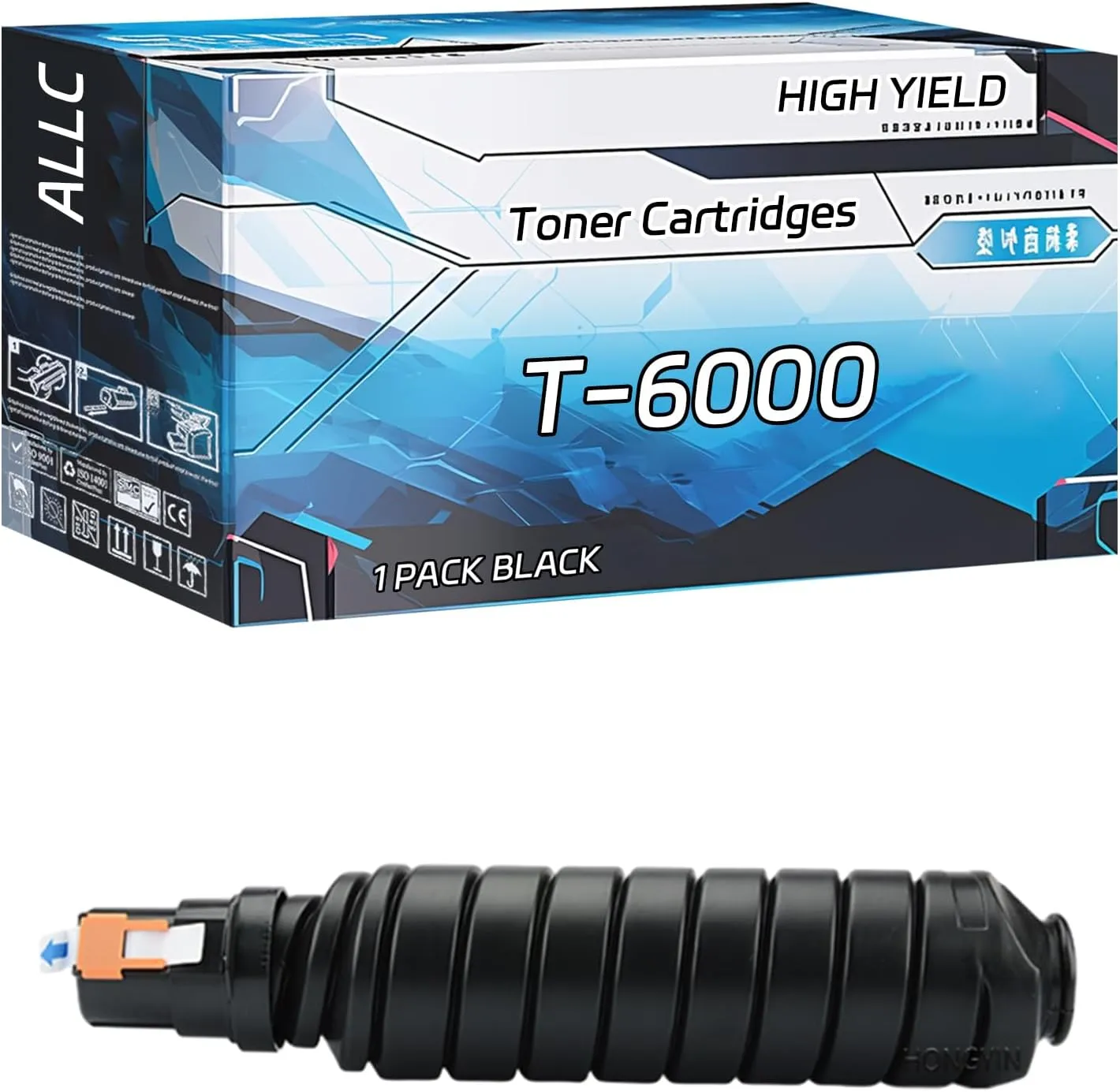 ALLC Compatible for Toshiba T-6000 Toner Cartridges Work for Toshiba E Studio 720 723 755 756 850 853 855 856 Printers, with Chip, High Yield 63400 Pages, Clear Printing (1 Pack Black)