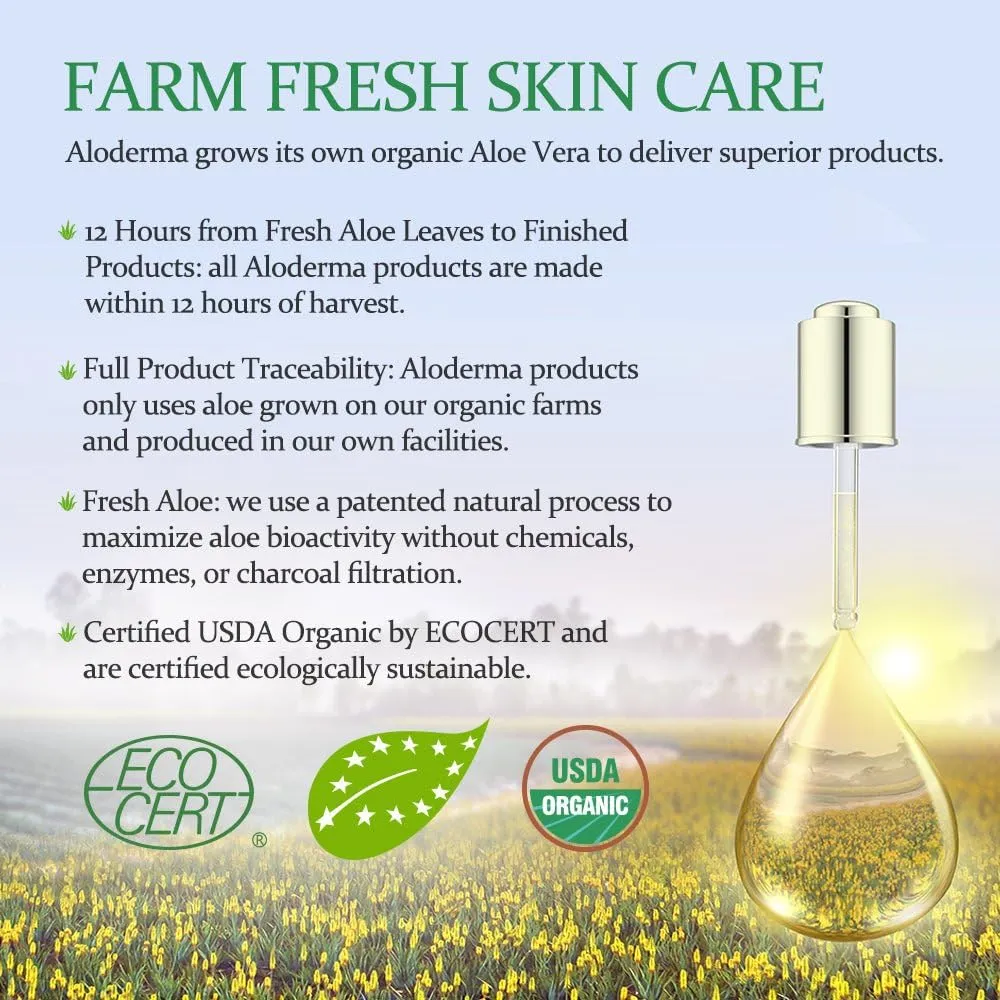 Aloderma Firming Skin Toner with 91% Organic Aloe Vera - Natural Facial Toner for Women with Natural Botanicals to Diminish The Appearance of Fine Lines & Wrinkles - Aloe Vera Facial Toner - 4.2oz