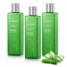 Aloderma 99.8% Organic Aloe Vera Face Hydrator Made Within 12 Hours of Harvest - Moisturizing & Hydrating Facial Toner for Oily Skin, Soothing Aloe Toner for Balanced, Smooth Skin Texture, 240ml, 3ct