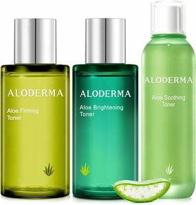 Aloderma Aloe Toner Set, 3 Pieces - Firming Toner, Soothing Toner, Brightening Toner