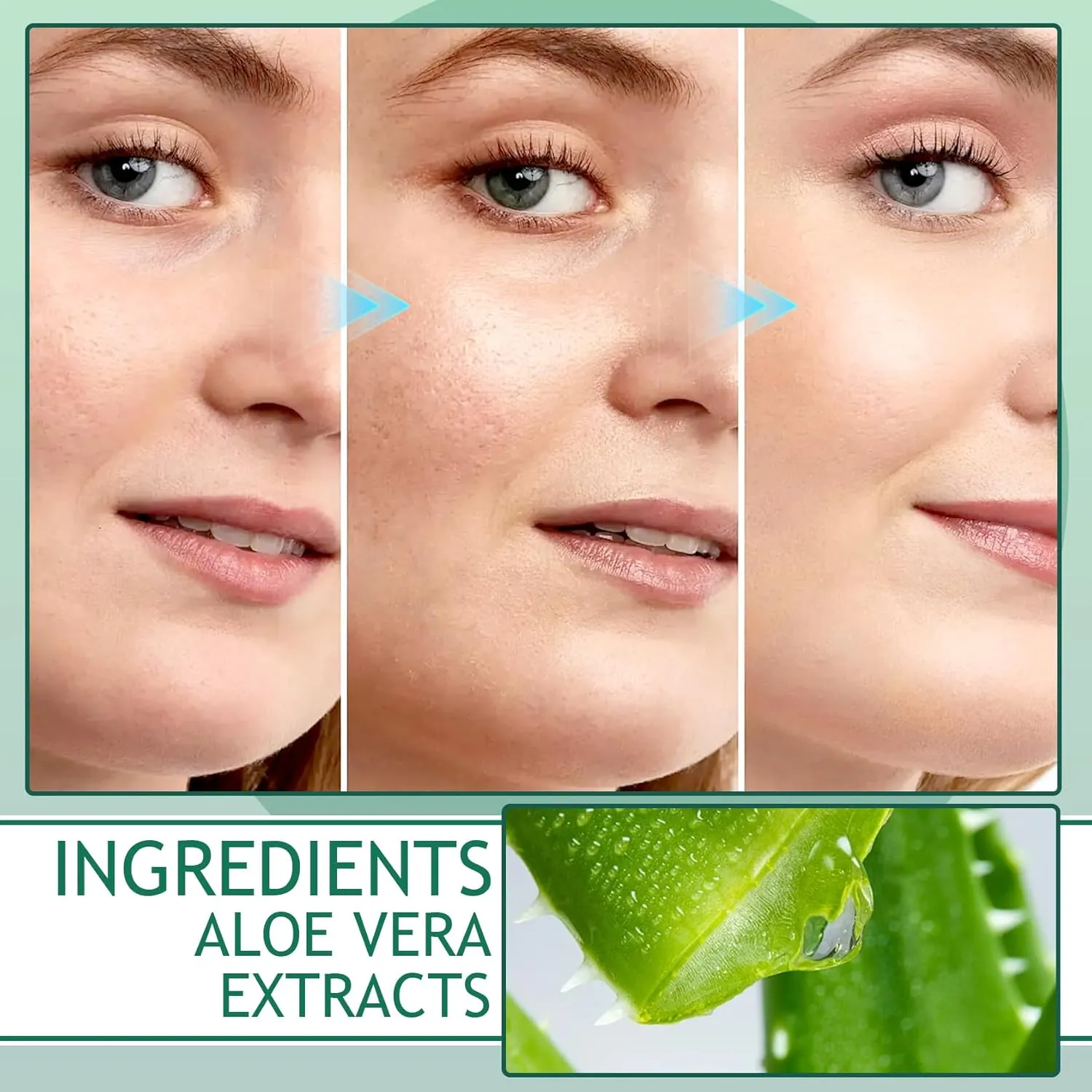 Aloe Vera Skin Care Set,Facial Kit with Facial Cleanser,Toner,Eye Cream,Face Serum,,Exfoliating Gel,Face Cream & 3PCS Mask,Travel Skincare Kit for Women (9PCS)
