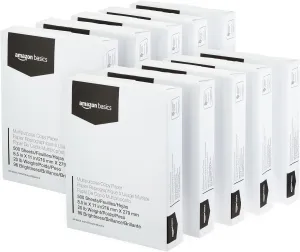 Amazon Basics Multipurpose Copy Printer Paper, 20 Pound, White, 96 Brightness, 8.5 x 11 Inch - 5000 count(10 pack of 500 sheets)