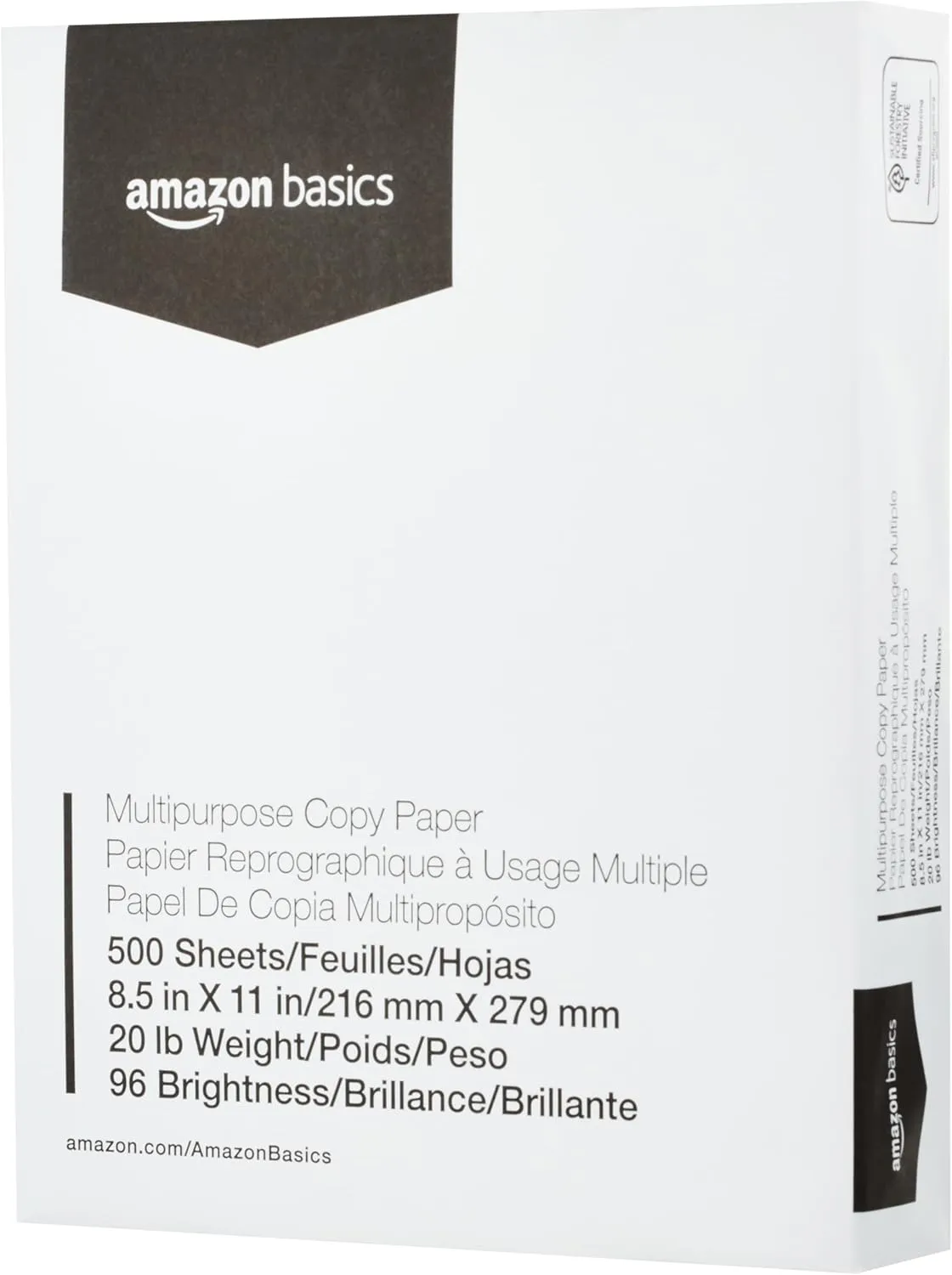 Amazon Basics Multipurpose Copy Printer Paper, 20 Pound, White, 96 Brightness, 8.5 x 11 Inch - 5000 count(10 pack of 500 sheets)