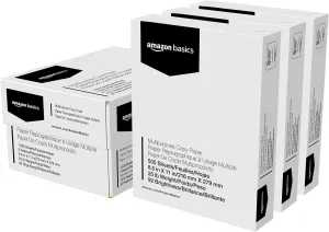 Amazon Basics Multipurpose Copy Printer Paper, 8.5 x 11 in, 20 lb, 3 Reams, 1500 Sheets, 92 Bright, White