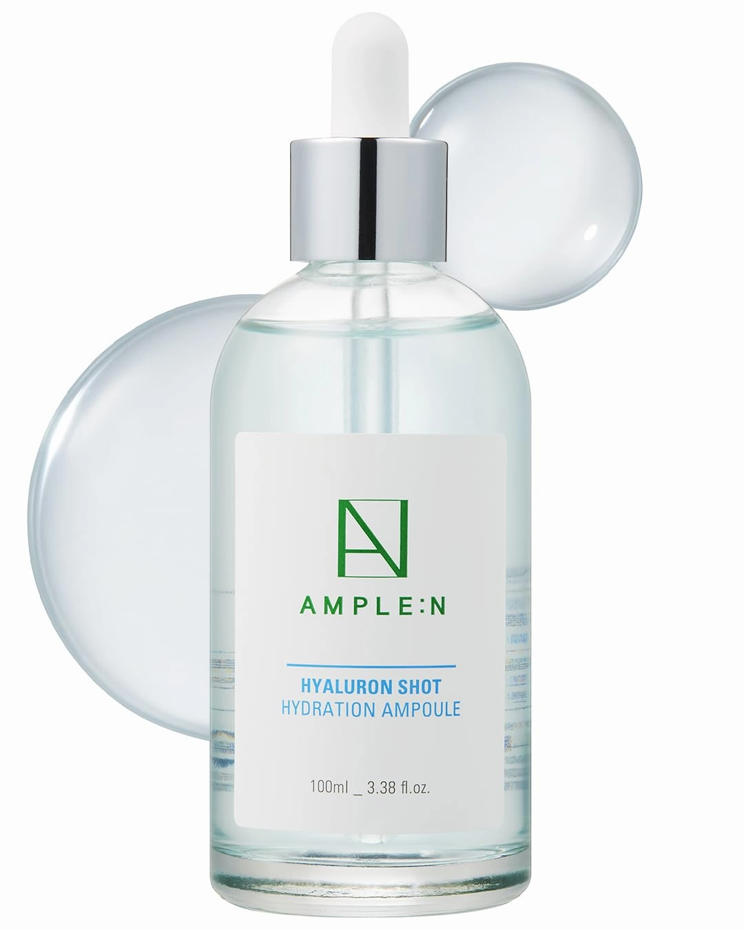 AMPLE:N Hyaluron Shot Hydration Serum – Plumping Face Serum with Hyaluronic Acid and Xylitol - Ultra Hydrating Moisturizer to Reduce Wrinkles and Restore Vitality and Glow, 3.38 fl.oz.
