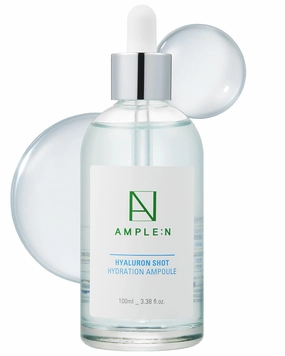 AMPLE:N Hyaluron Shot Hydration Serum – Plumping Face Serum with Hyaluronic Acid and Xylitol - Ultra Hydrating Moisturizer to Reduce Wrinkles and Restore Vitality and Glow, 3.38 fl.oz.