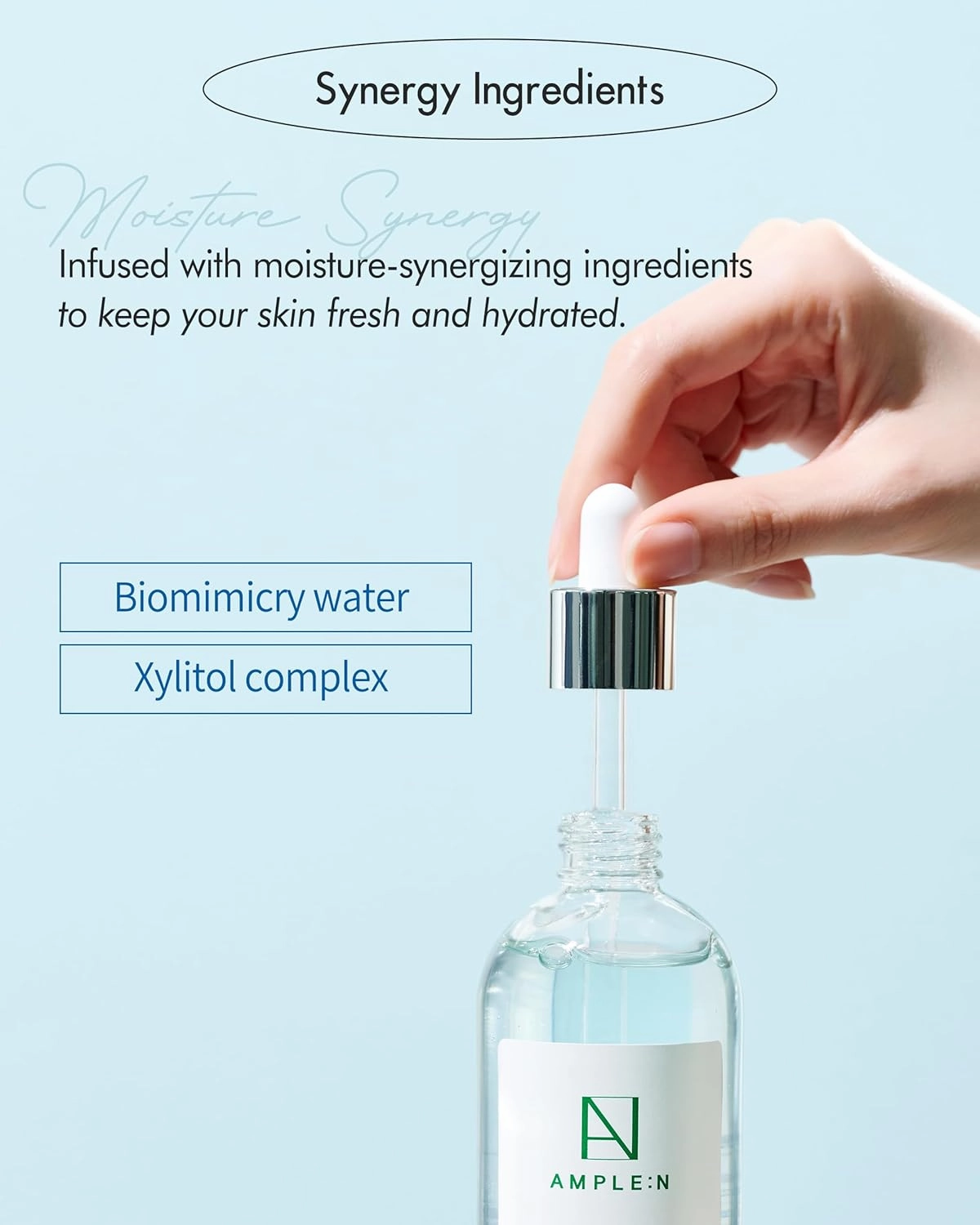 AMPLE:N Hyaluron Shot Hydration Serum – Plumping Face Serum with Hyaluronic Acid and Xylitol - Ultra Hydrating Moisturizer to Reduce Wrinkles and Restore Vitality and Glow, 3.38 fl.oz.